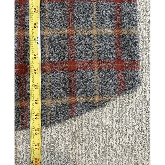 Carbon2Cobalt Shirt Flannel Mens Large Gray Red Plaid Knit Button Up Flap Pocket - Picture 6 of 7